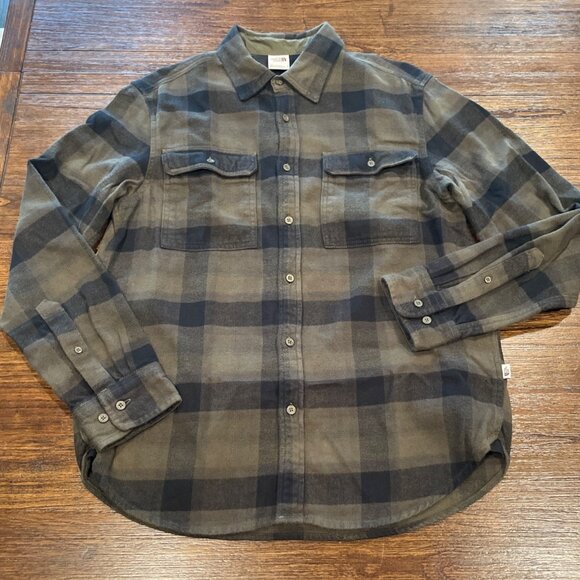 The North Face Men's Sz M Arroyo Flannel Shirt New Taupe Green Plaid Pockets - Picture 1 of 8